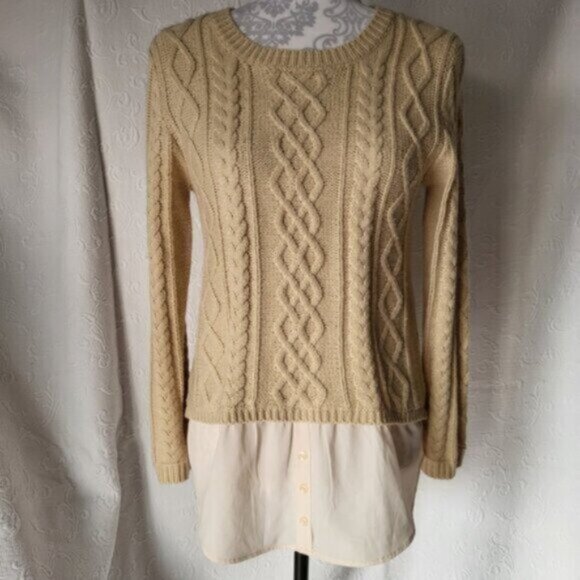Women's neutral knit sweater Sz Small - Picture 4 of 12
